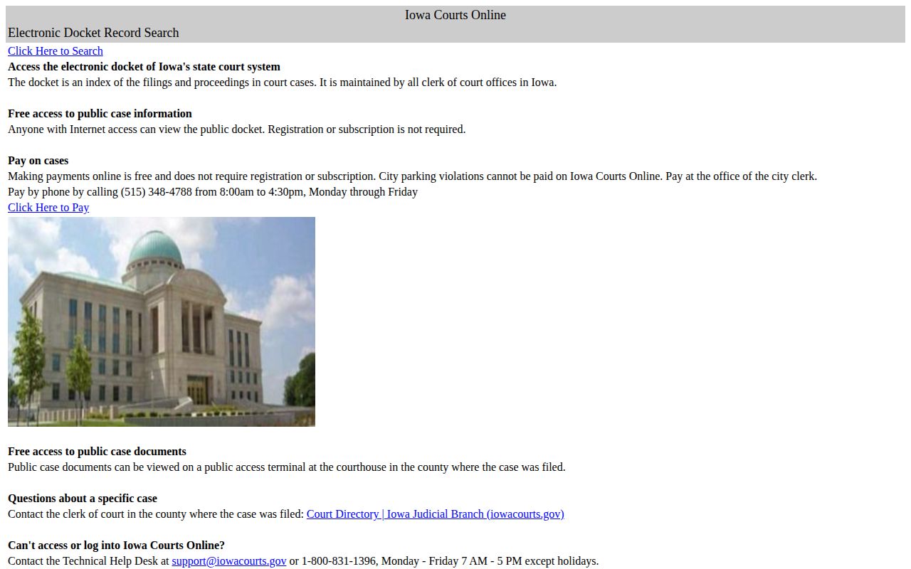 Iowa Courts Online Dickinson County arrest disposition search