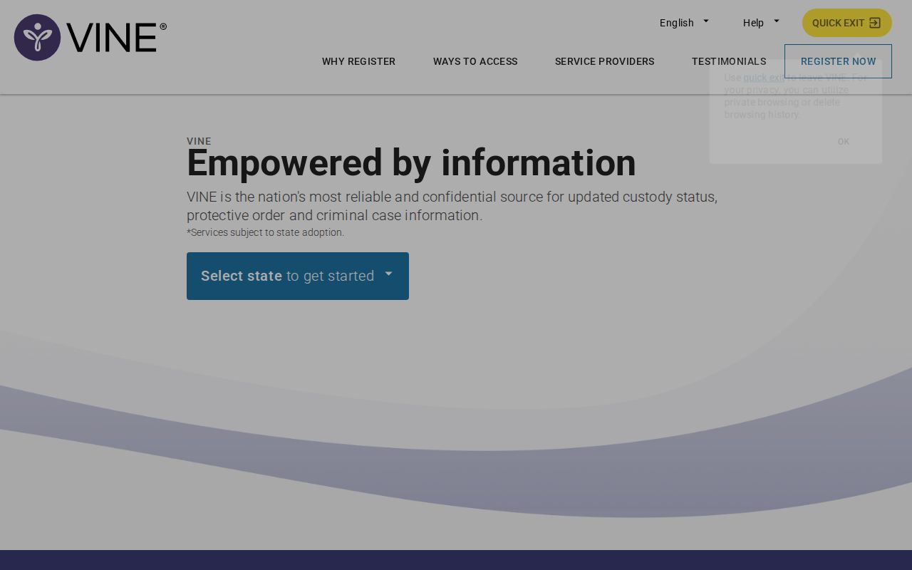VINELink phone and email registration for Dickinson County custody alerts