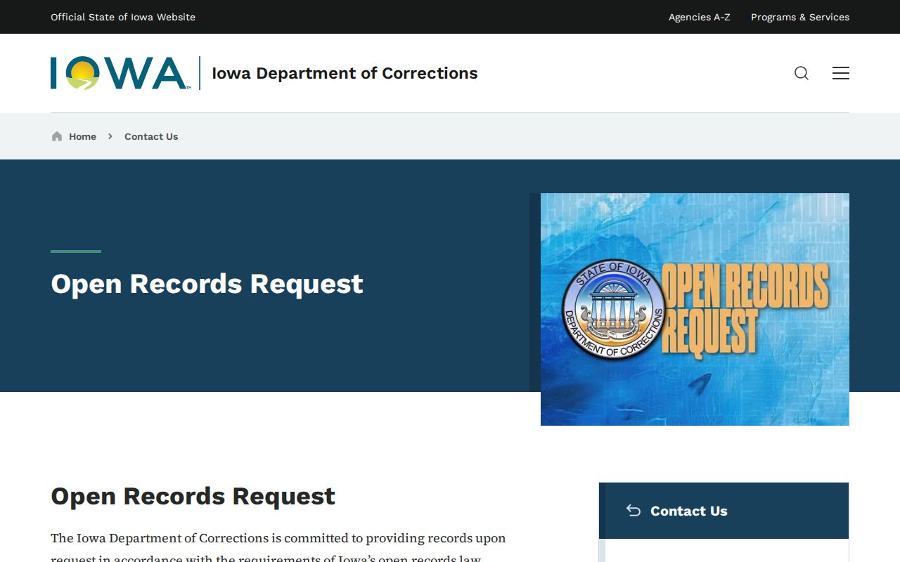 Iowa DOC records request route for Dickinson County custody research